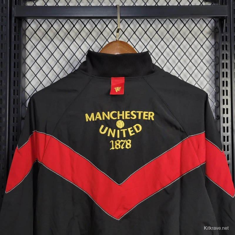 25/26 Manchester United Jacket Black/Red Windbreaker