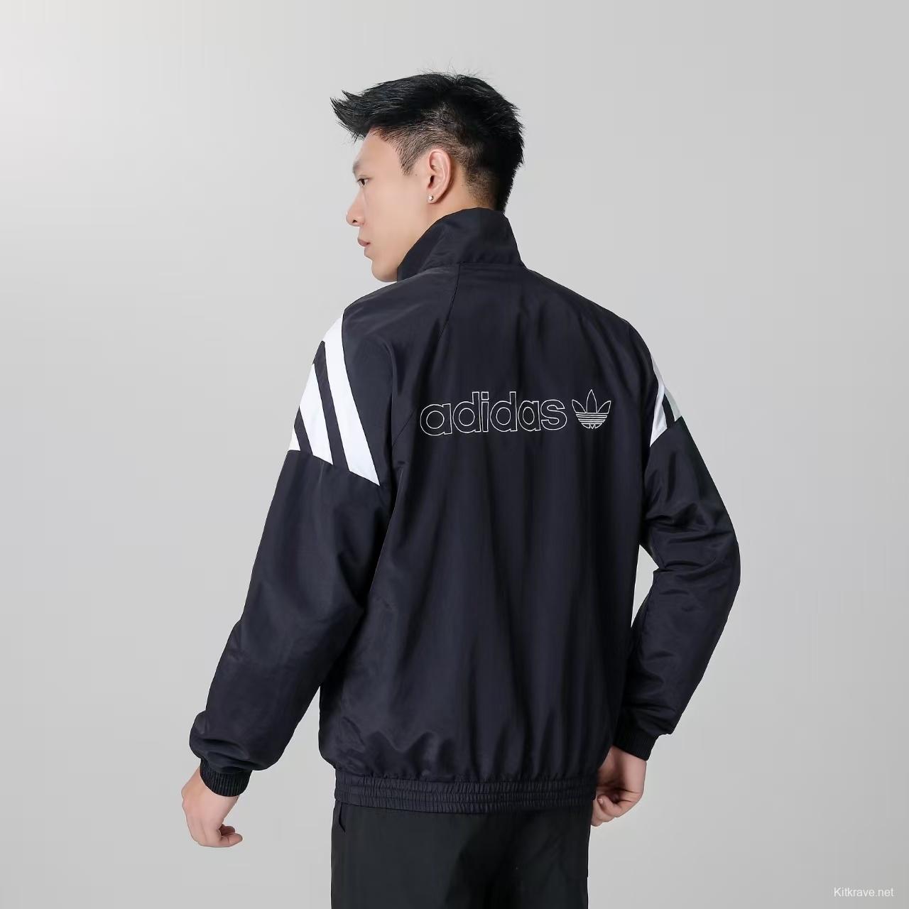 2025 Adidas Green/White/Black Full Zipper Windbreaker