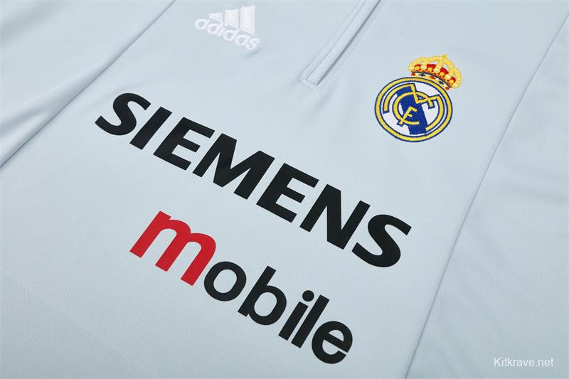 Retro 04/05 Real Madrid Light Grey Half Zipper Jacket