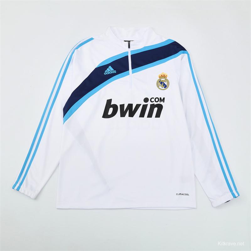 Retro 09/10 Real Madrid White Half Zipper Jacket