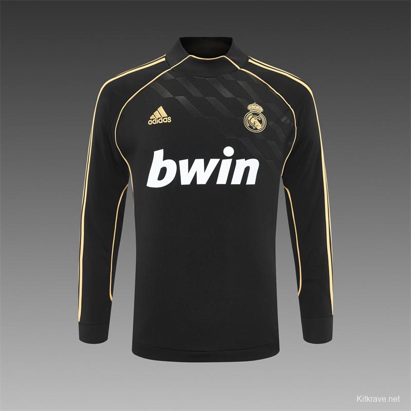 Retro 11/12 Real Madrid Black Half Zipper Jacket