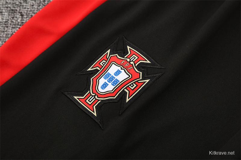 25/26 Portugal Black Half Zipper Jacket+Long Pants