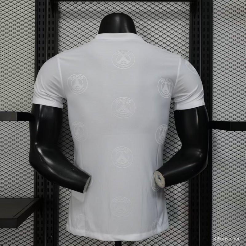 Player Version 25/26 PSG White with Embossed PSG Badge Pattern Jersey