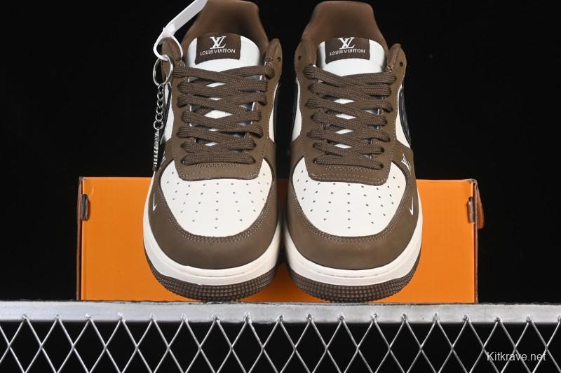 Nike Air Force 1 '07 Low LV Collaboration Military Green Silver Black Casual Sneakers - DK0188-086