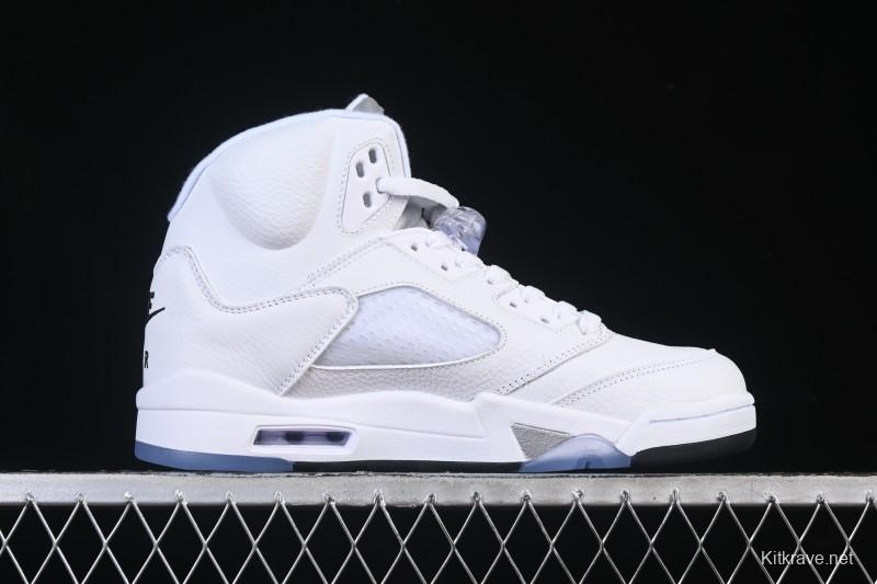 Nike Air Jordan 5 Retro White Metallic Basketball Shoes - HQ7978-103