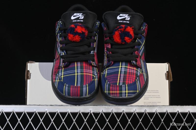 Nike SB Dunk Low Nardwuar Collaboration Scottish Plaid Low-Top Casual Skate Shoes - II1493-600