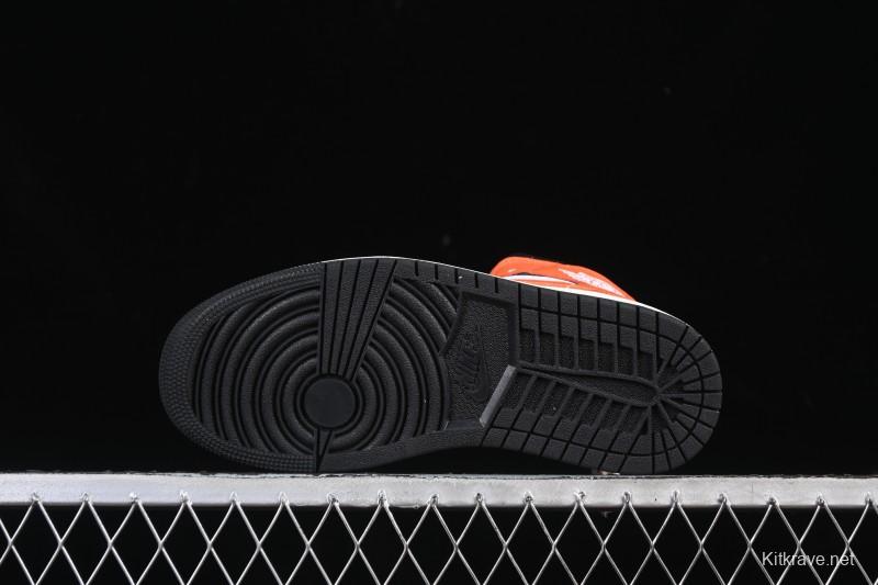 Nike Air Jordan 1 Mid AJ1 Mid-Top Casual Sneakers with Black White Orange Design - DQ8426-801