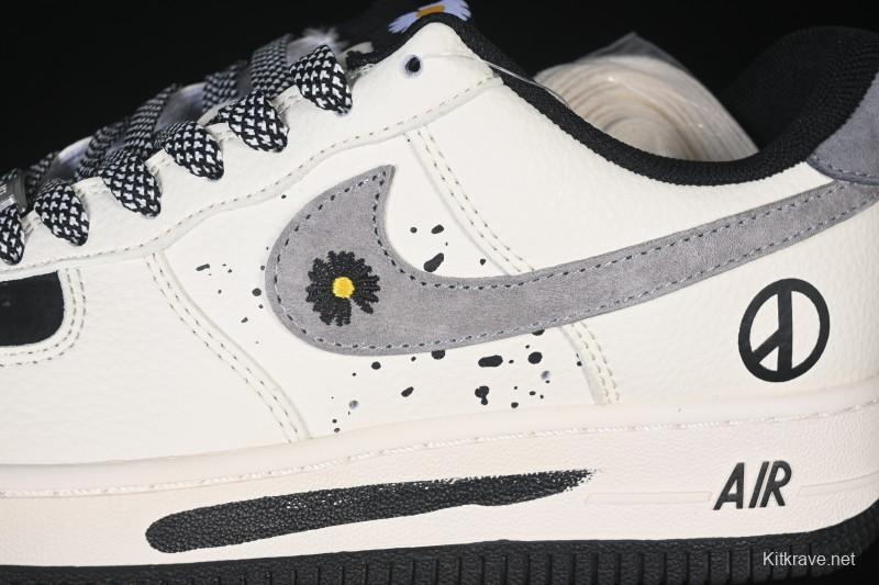 Nike Air Force 1 '07 Low G-Dragon Collaboration Daisy Beige Black Grey Casual Sneakers - QW5606-265
