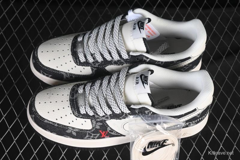 Nike Air Force 1 '07 Low LV Collaboration Denim Beige Black Stitching Casual Sneakers - MZ9588-815