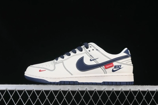 Nike SB Dunk Low Supreme Collaboration Light Blue Swoosh Low-Top Casual Skate Shoes - HH7518-083