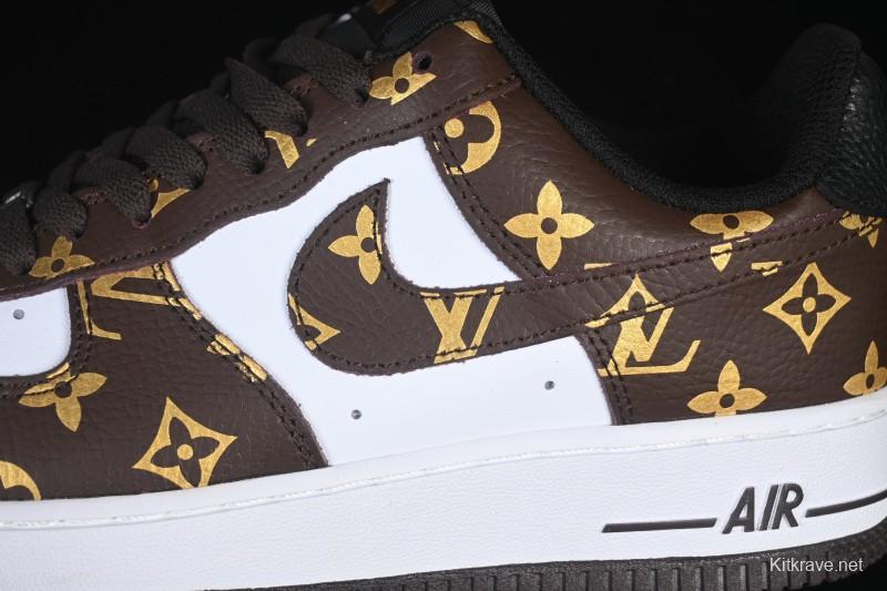 Nike Air Force 1 '07 Low LV Collaboration Classic White Brown Casual Sneakers - CZ3986-004