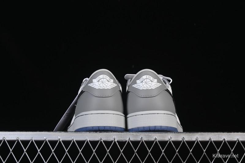 Dior Air Jordan 1 Low White Grey Collaboration Low-Top Sneakers - CN8608-002