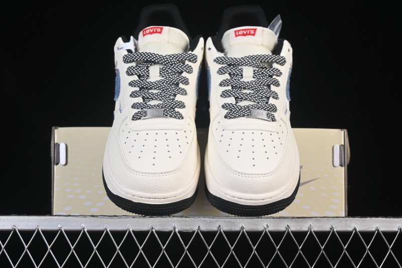 Nike Air Force 1 '07 Low Levi's Collaboration Light Blue Denim Four Swoosh Casual Sneakers - QW5606-261