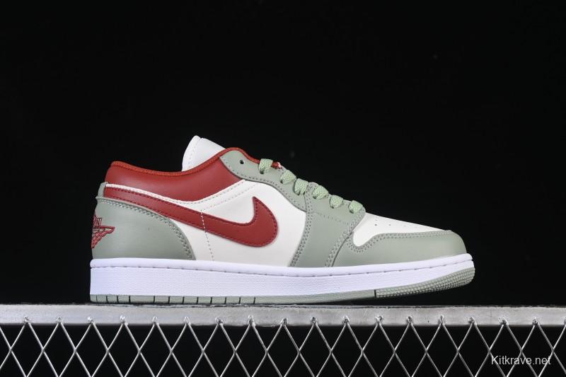 Nike Air Jordan 1 Low AJ1 White Green Red Low-top Casual Skate Shoes - 553558-133