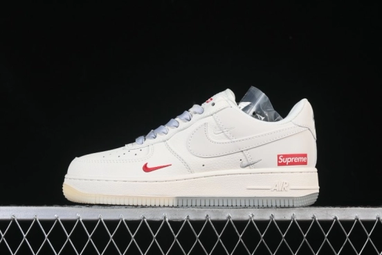 Nike Air Force 1 '07 Low Supreme Collaboration Beige Grey Crystal Sole Casual Sneakers - XX3168-178