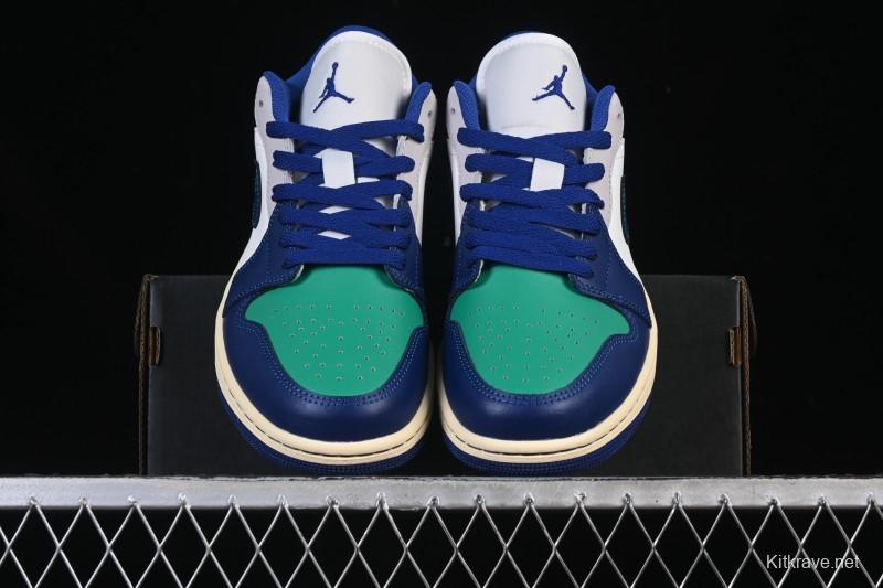 Nike Air Jordan 1 Low AJ1 Blue Green Colorway Low-Top Casual Skate Shoes - 553558-147