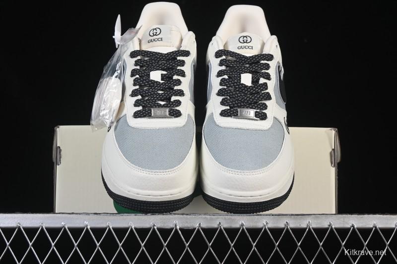 Nike Air Force 1'07 Low Gucci Collaboration White Gray Black Casual Sneakers - YF9511-808