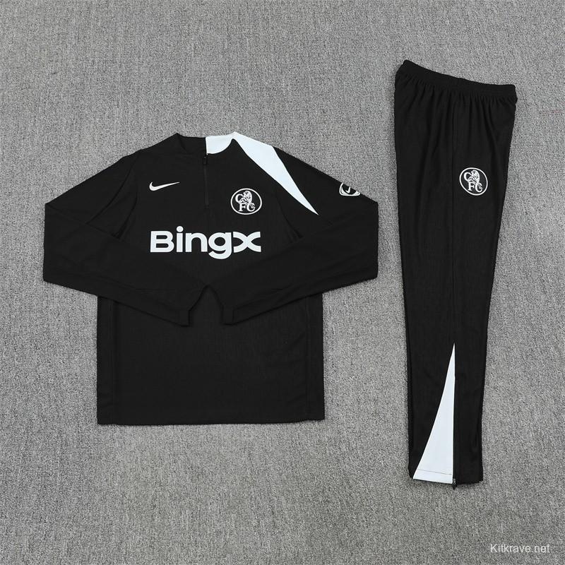 Player Version 25/26 Chelsea Black T90 Half Zipper Jacket+Long Pants