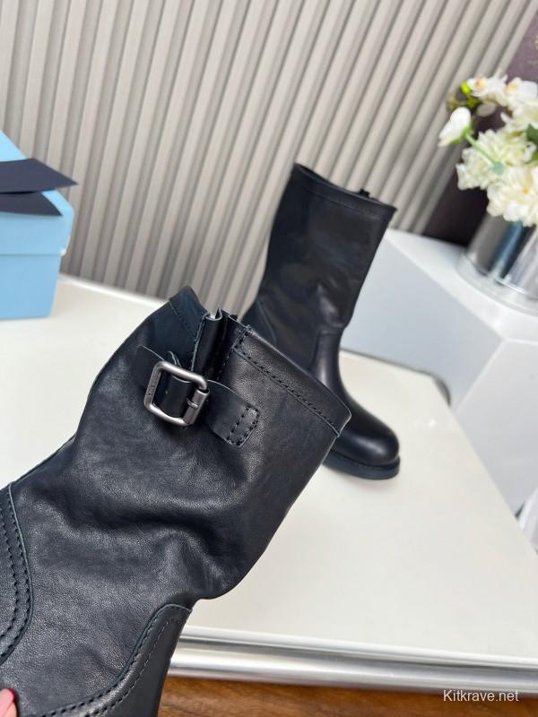 Prada 2025 SS Retro Martin Boots Riding Boots - LY00350