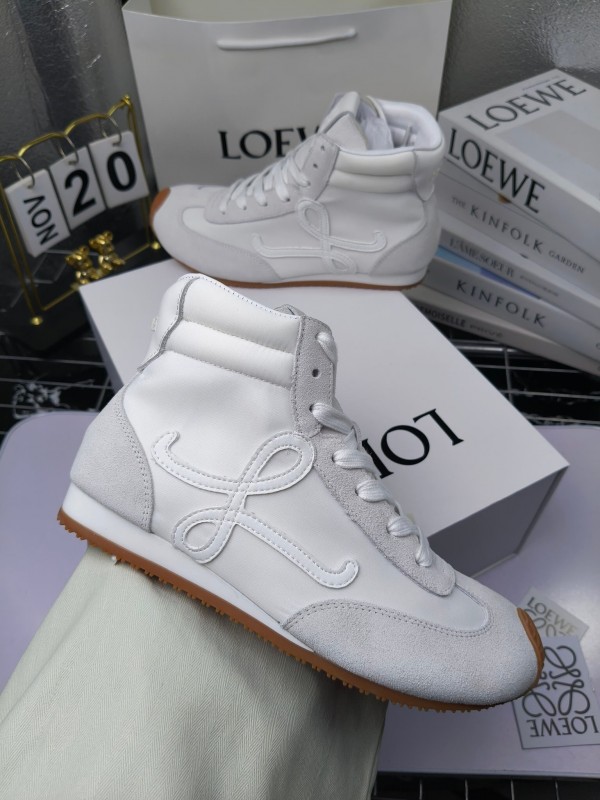 LOEWE High-Top German Training Sneakers Retro Fashion Casual White Shoes - LY00330