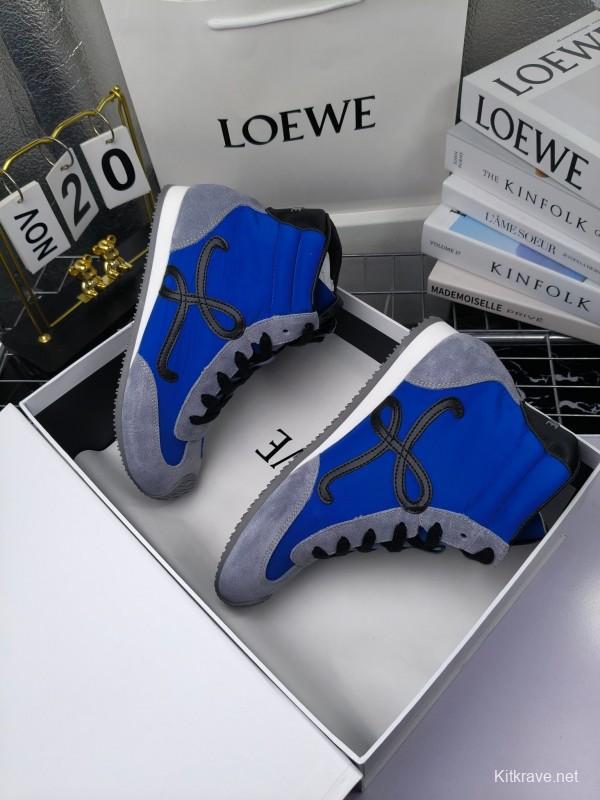 LOEWE High-Top German Training Sneakers Retro Fashion Casual White Shoes - LY00330