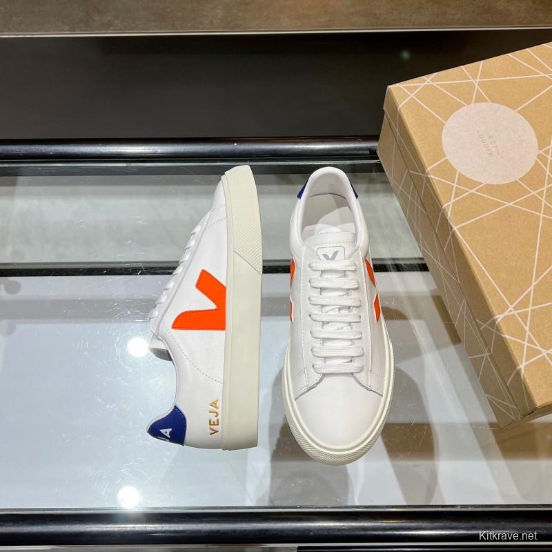 VEJA Classic White Sneakers V Logo Lace-Up Retro Flat Thick Sole Casual Sports Shoes - LY00220