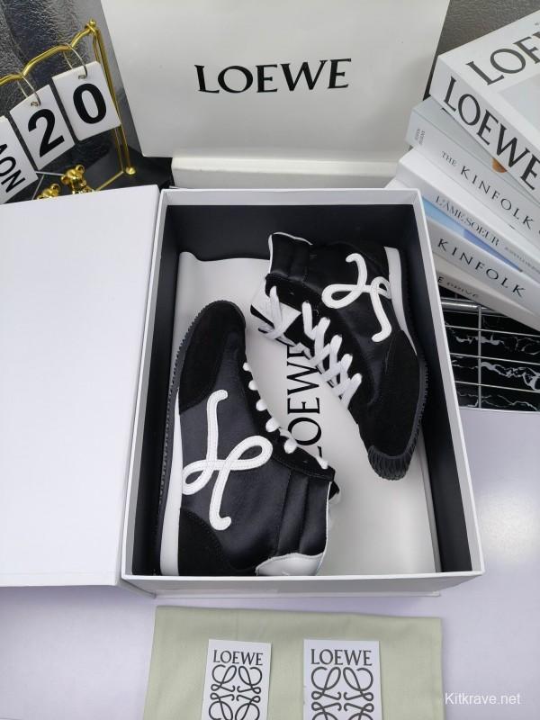 LOEWE High-Top German Training Sneakers Retro Fashion Casual White Shoes - LY00330