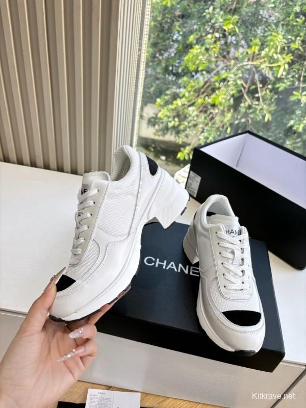 Chanel 2025 SS New Arrival High-Heel Two-Tone Casual Sneakers - KFY00320