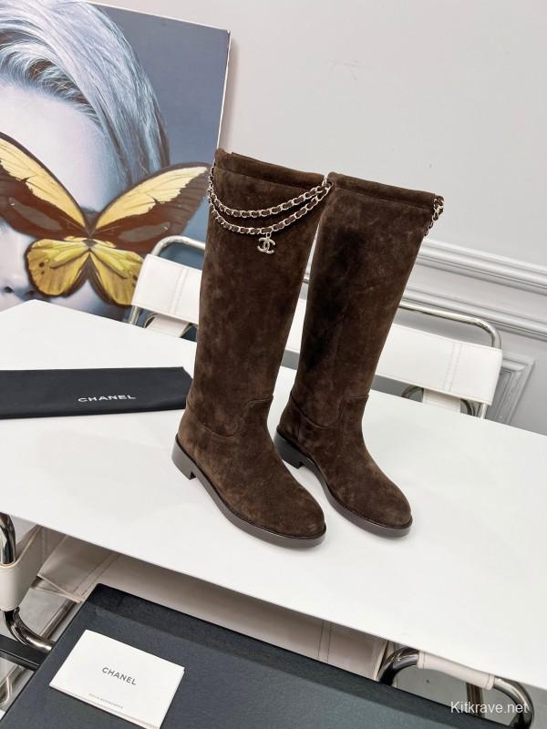 Chanel 2025/SS Quilted Leather Chain CC Four-Leaf Clover Flat Ankle Boots - LY00510