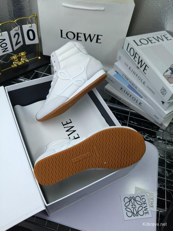 LOEWE High-Top German Training Sneakers Retro Fashion Casual White Shoes - LY00330