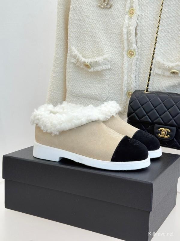 Chanel 2025/SS Double C Color-Block Shearling Snow Boots - KFY00270