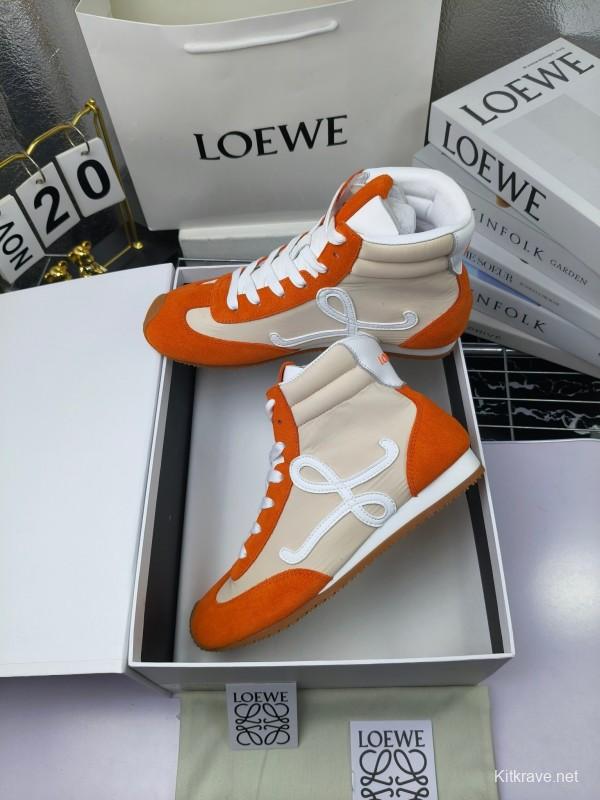 LOEWE High-Top German Training Sneakers Retro Fashion Casual White Shoes - LY00330