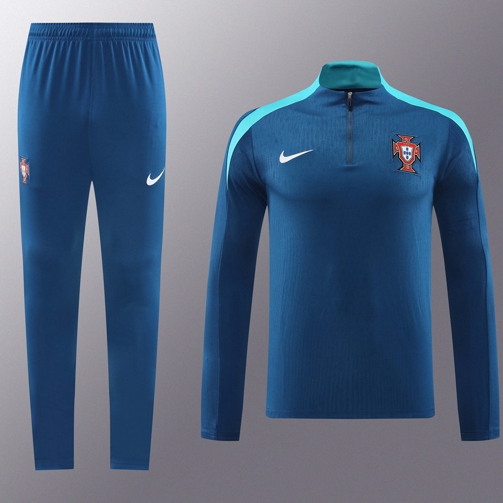 2025 Portugal Royal Blue Half Zipper Jacket+Long Pants