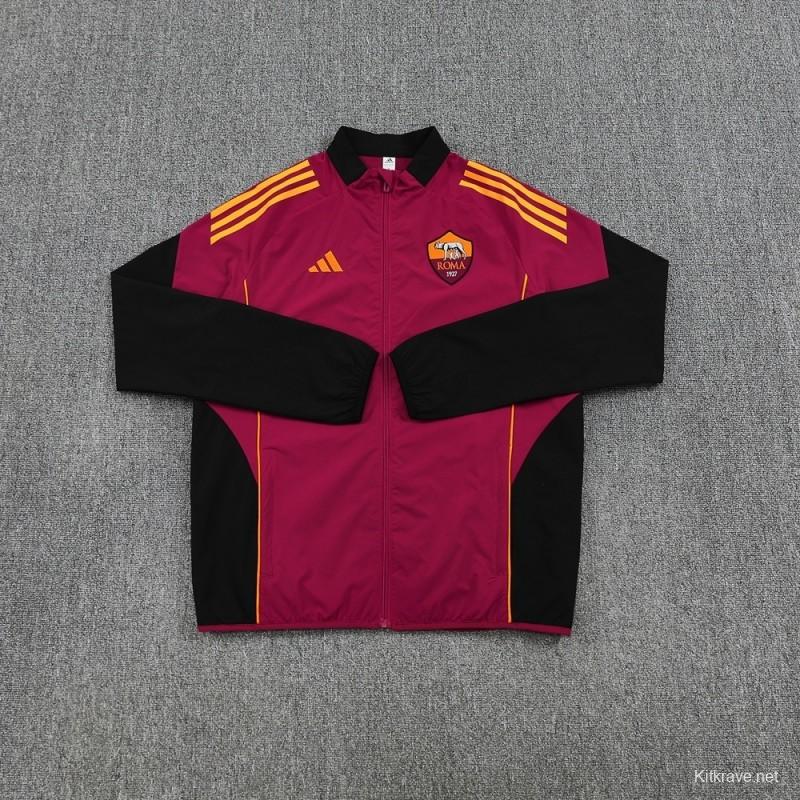 25/26 AS Roma Maroon S-3XL Half Zipper Jacket+Long Pants