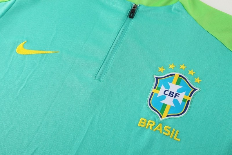 2025 Brazil Lake Green Half Zipper Jacket+Long Pants