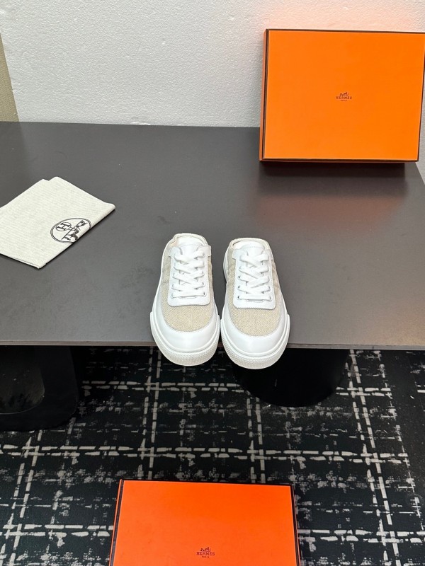 Hermès Deep Series Couple White Sneakers Casual Skate Shoes - AS00320