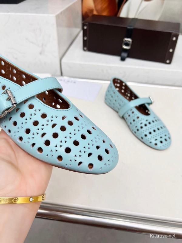 Alaia 2025/SS Perforated Ballet Flats - LY00320