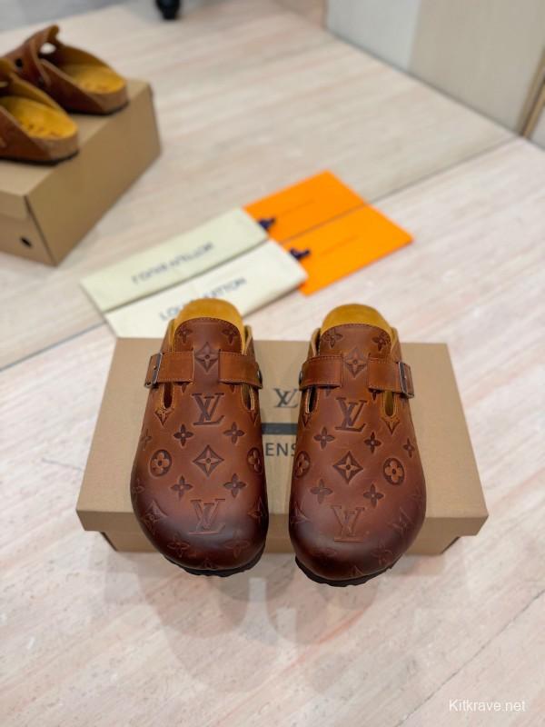Louis Vuitton Louis Vuitton × BIRKENSTOCK Boston Closed-Toe Soft Sole Mule Slippers - KFY00300