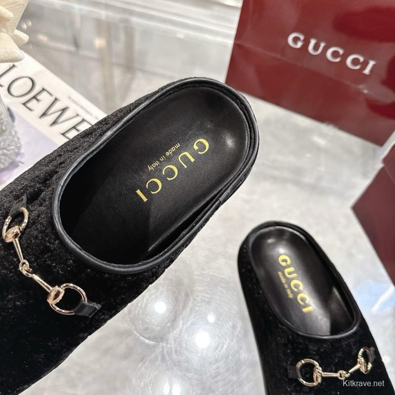 Gucci Women's Mule Shoes Velvet with Horsebit - LY00240
