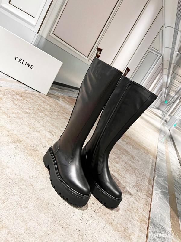 Celine 2025/ss Triomphe Side Zipper Knee High Boots - L Y00420