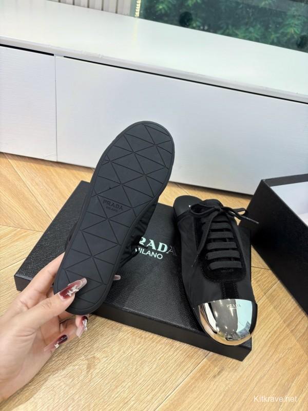 Prada Metal Toe Thin Sole Trainer Casual Shoes - LY00270