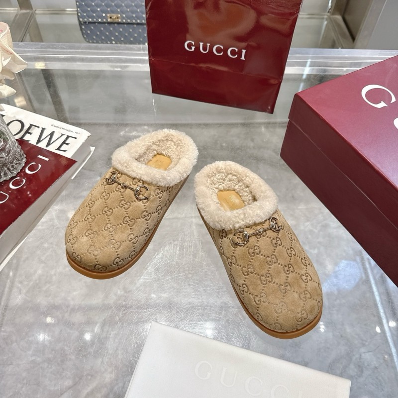 Gucci 2025 SS Autumn Winter New Suede Leather Horsebit Detail Women Wool Loafers - LY00260
