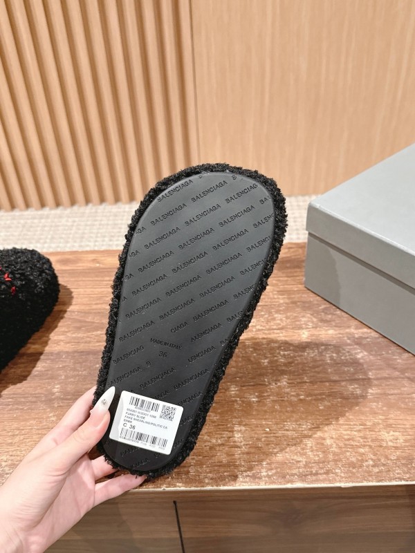 Balenciaga 2025 SS Qixi Limited Series Letter Embroidery Platform Shearling Slippers - AS00200