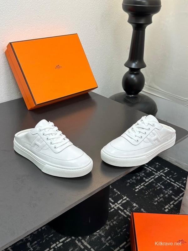 Hermès Deep Series Couple White Sneakers Casual Skate Shoes - AS00320