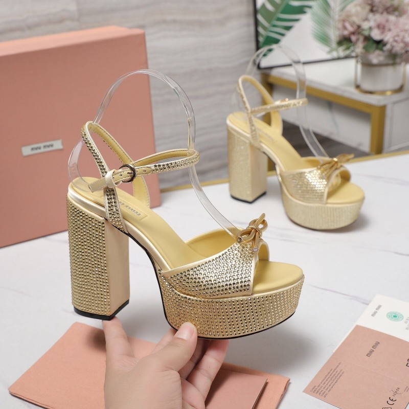 MIUMIU Bling Bling Swarovski Crystal Sandals with 11.5cm Heel - KFY00340