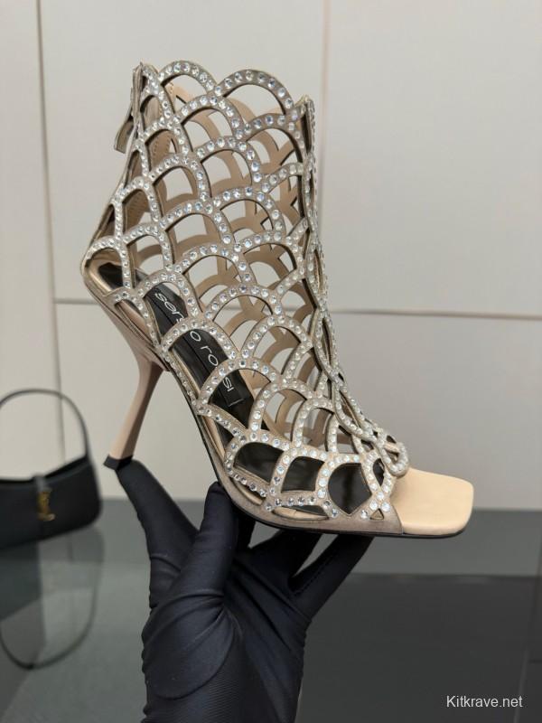 Sergio Rossi Mermaid Sandals 2025/SS Collection with Fishnet Design - KFY00470