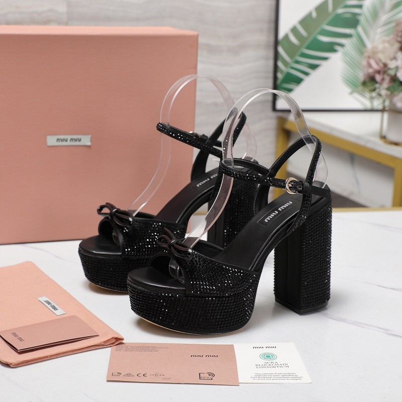 MIUMIU Bling Crystal Sandals with Swarovski Elements - KFY00340