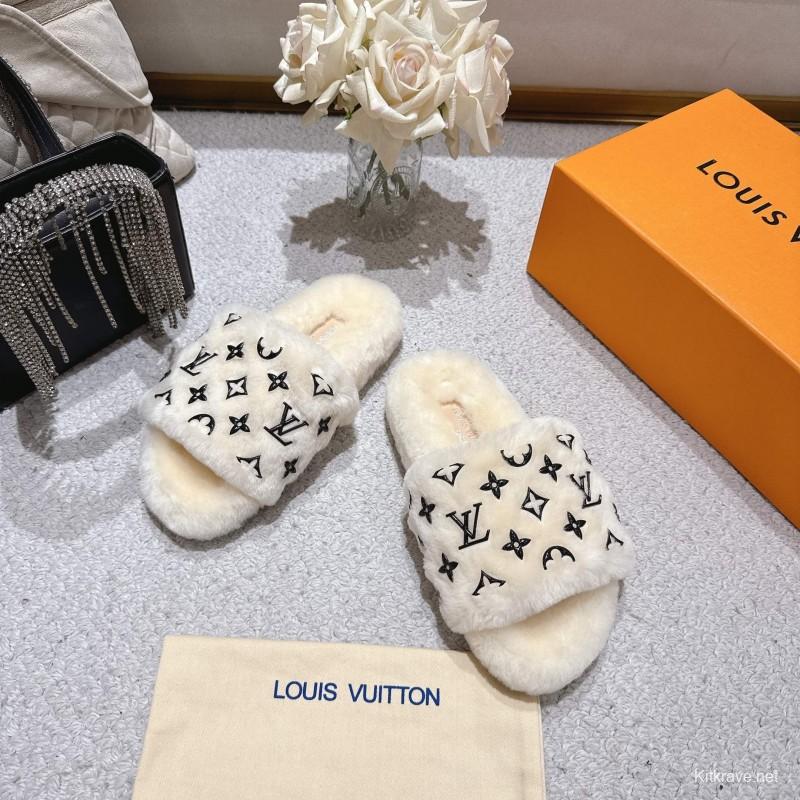 Lv 2025/ss Wool Lazy Slippers - LY00240