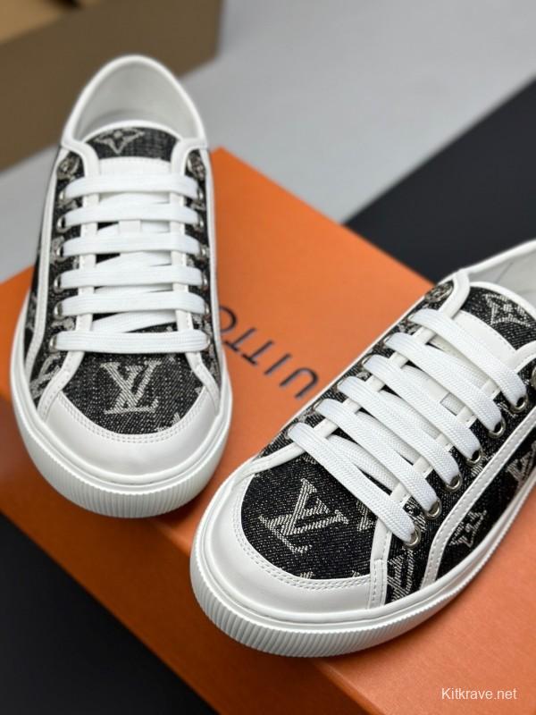 Louis Vuitton Time Out Series Monogram Animal Print Casual White Sneakers - AS00260