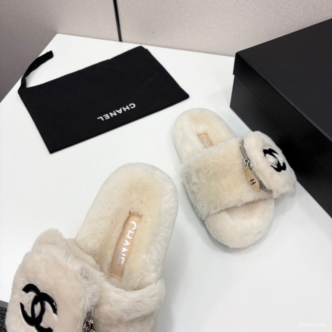 Chanel Spring/Summer 2025 Upgraded Fur Slippers with Rubber Sole - LY00270